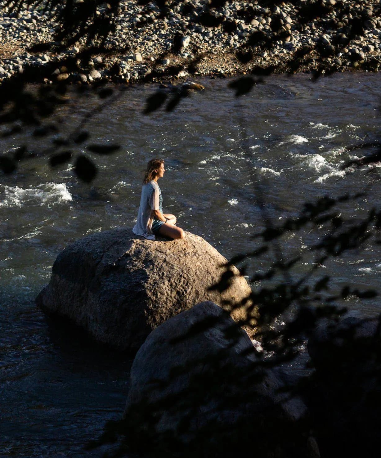 A guest beside the Naranjo River